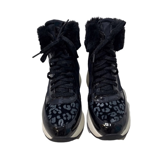 Geox Backsie Amphibiox Winter Boots Animal Print Faux Fur Black Size 7.5 Lace Up - Picture 3 of 10